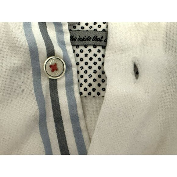 Ted Baker White Button Front 100% Cotton Nautical Theme Short Sleeve Shirt Sz 4 - Picture 10 of 11